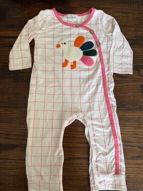 Marie Nicole pink & white check turkey romper